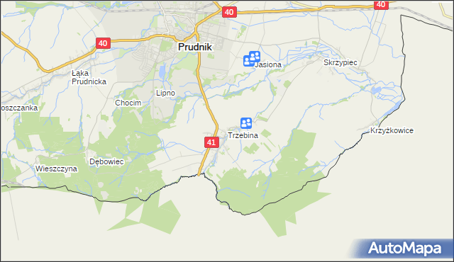 mapa Trzebina gmina Lubrza, Trzebina gmina Lubrza na mapie Targeo