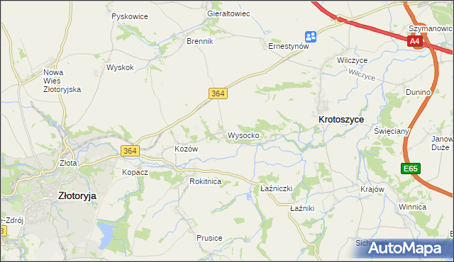 mapa Wysocko gmina Złotoryja, Wysocko gmina Złotoryja na mapie Targeo