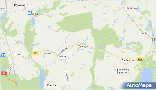 mapa Żarczyn gmina Widuchowa, Żarczyn gmina Widuchowa na mapie Targeo