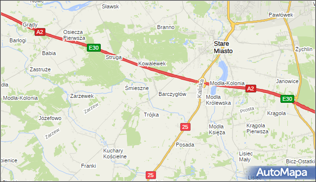 mapa Barczygłów, Barczygłów na mapie Targeo