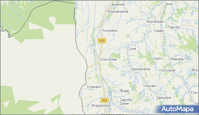 mapa Chochołów gmina Czarny Dunajec, Chochołów gmina Czarny Dunajec na mapie Targeo