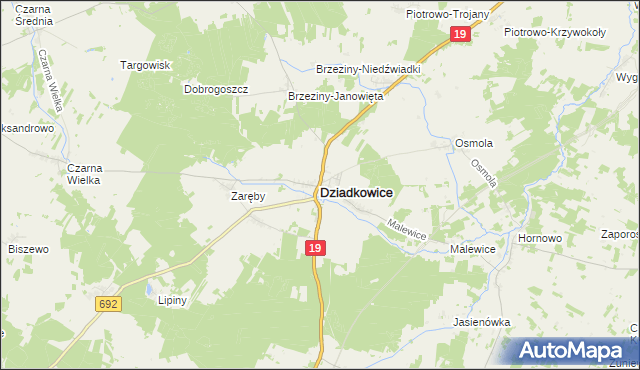 mapa Dziadkowice powiat siemiatycki, Dziadkowice powiat siemiatycki na mapie Targeo