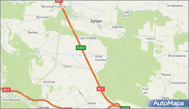 mapa Wola Osińska, Wola Osińska na mapie Targeo