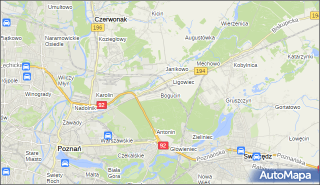 mapa Bogucin gmina Swarzędz, Bogucin gmina Swarzędz na mapie Targeo