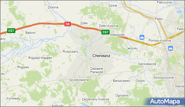 mapa Choroszcz, Choroszcz na mapie Targeo