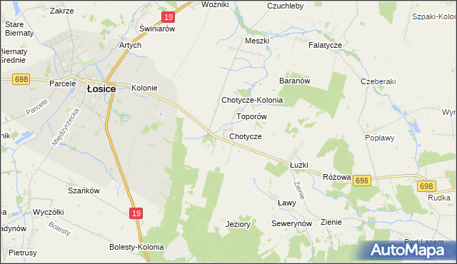 mapa Chotycze, Chotycze na mapie Targeo