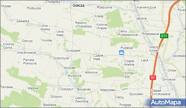 mapa Czaple Małe, Czaple Małe na mapie Targeo
