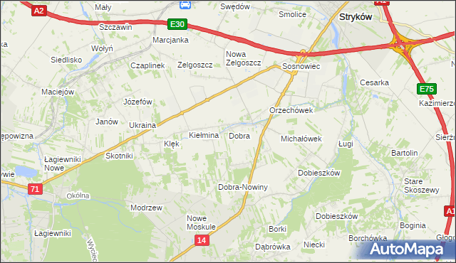 mapa Dobra gmina Stryków, Dobra gmina Stryków na mapie Targeo