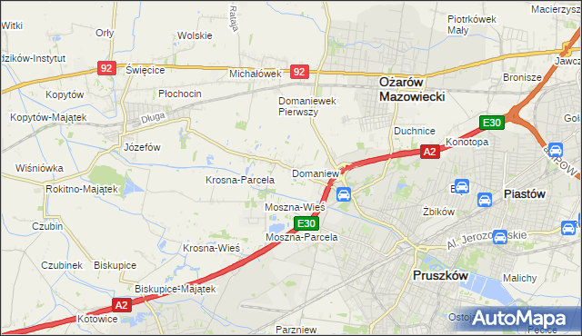 mapa Domaniew gmina Brwinów, Domaniew gmina Brwinów na mapie Targeo
