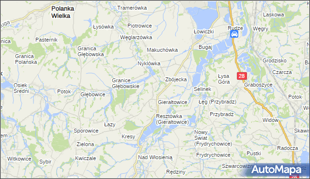 mapa Gierałtowiczki, Gierałtowiczki na mapie Targeo