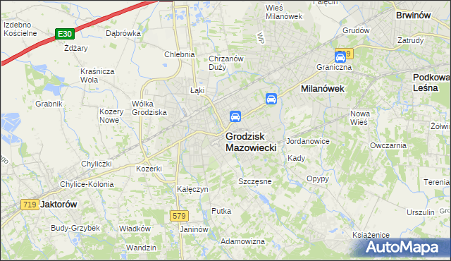 mapa Grodzisk Mazowiecki, Grodzisk Mazowiecki na mapie Targeo