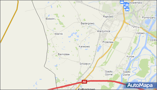 mapa Karwowo gmina Kołbaskowo, Karwowo gmina Kołbaskowo na mapie Targeo