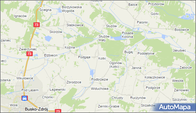 mapa Kotki gmina Busko-Zdrój, Kotki gmina Busko-Zdrój na mapie Targeo