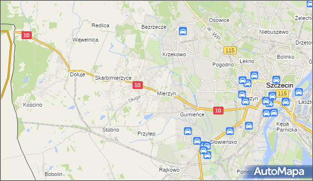 mapa Mierzyn gmina Dobra (Szczecińska), Mierzyn gmina Dobra (Szczecińska) na mapie Targeo