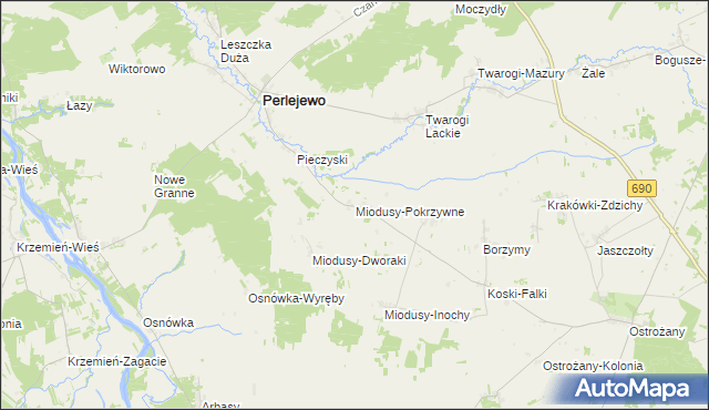 mapa Miodusy-Pokrzywne, Miodusy-Pokrzywne na mapie Targeo