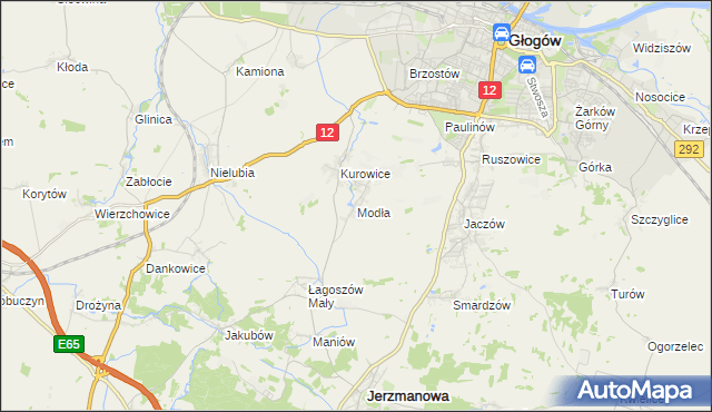 mapa Modła gmina Jerzmanowa, Modła gmina Jerzmanowa na mapie Targeo
