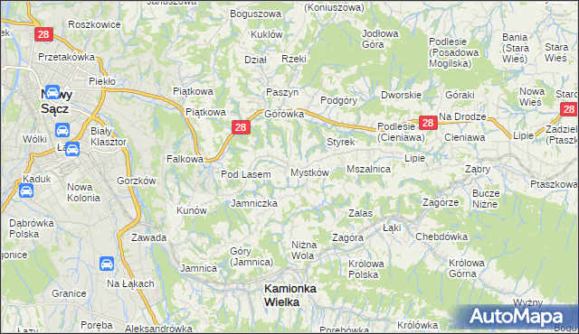 mapa Mystków, Mystków na mapie Targeo