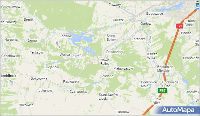 mapa Nowe Byliny, Nowe Byliny na mapie Targeo