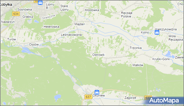 mapa Ostrowik gmina Poświętne, Ostrowik gmina Poświętne na mapie Targeo