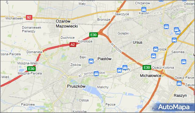 mapa Piastów powiat pruszkowski, Piastów powiat pruszkowski na mapie Targeo