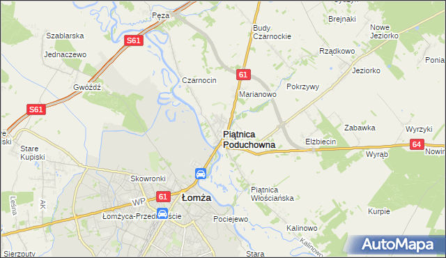 mapa Piątnica Poduchowna, Piątnica Poduchowna na mapie Targeo