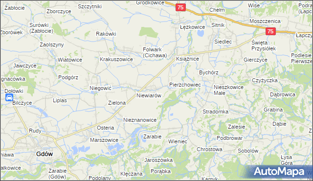 mapa Pierzchów, Pierzchów na mapie Targeo