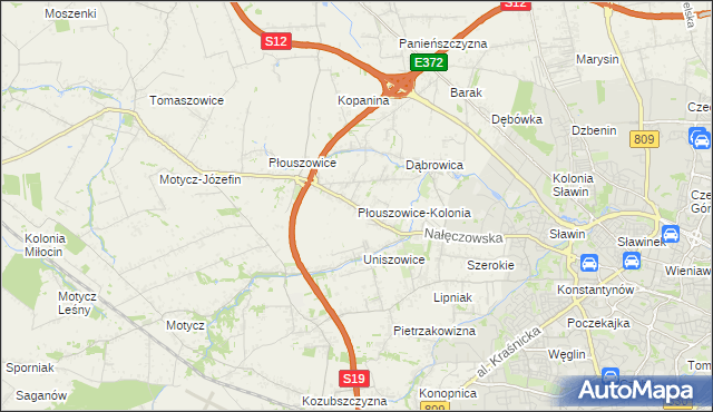 mapa Płouszowice-Kolonia, Płouszowice-Kolonia na mapie Targeo