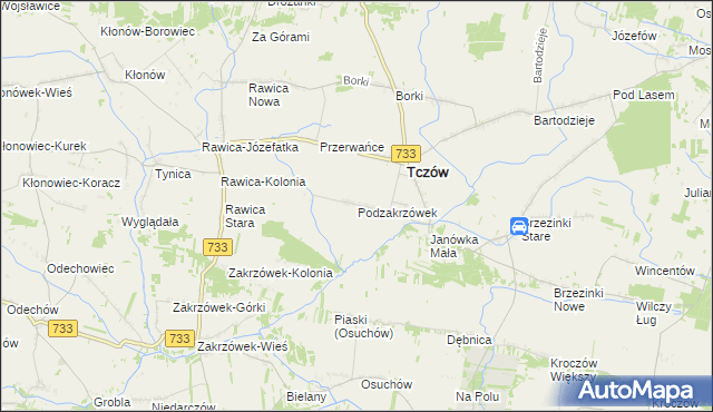 mapa Podzakrzówek, Podzakrzówek na mapie Targeo