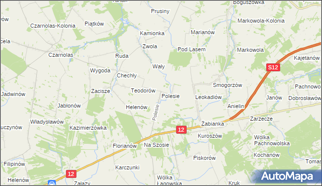 mapa Polesie gmina Puławy, Polesie gmina Puławy na mapie Targeo