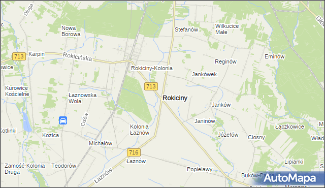 mapa Rokiciny powiat tomaszowski, Rokiciny powiat tomaszowski na mapie Targeo