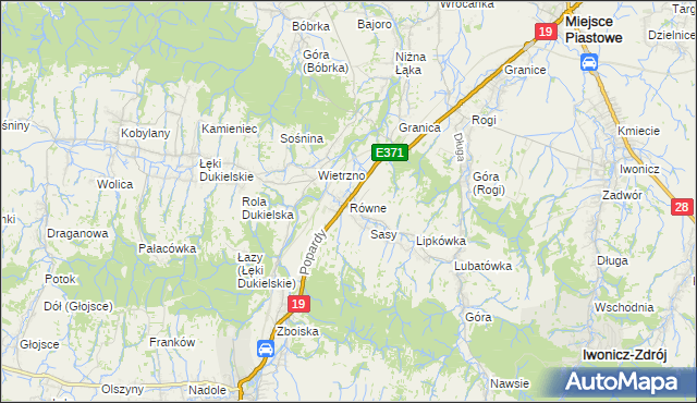 mapa Równe gmina Dukla, Równe gmina Dukla na mapie Targeo