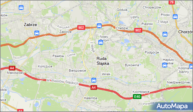 mapa Rudy Śląskiej, Ruda Śląska na mapie Targeo