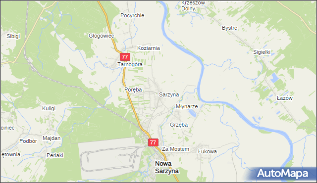 mapa Sarzyna, Sarzyna na mapie Targeo