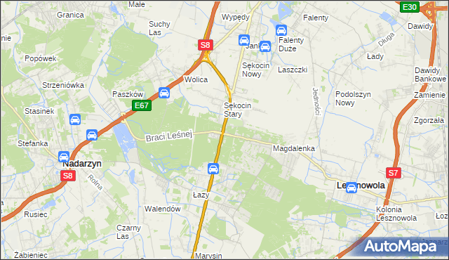 mapa Sękocin-Las, Sękocin-Las na mapie Targeo