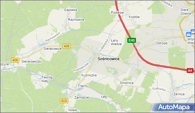 mapa Sośnicowice, Sośnicowice na mapie Targeo