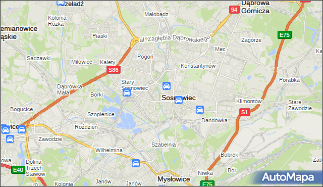 mapa Sosnowca, Sosnowiec na mapie Targeo