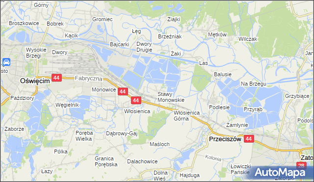 mapa Stawy Monowskie, Stawy Monowskie na mapie Targeo