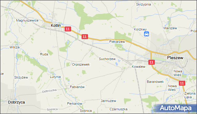 mapa Suchorzew, Suchorzew na mapie Targeo