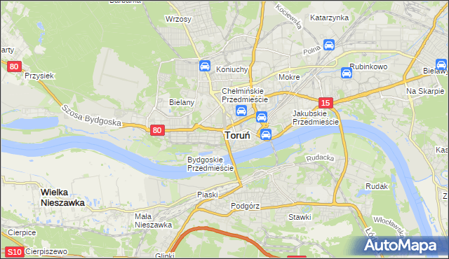 mapa Torunia, Toruń na mapie Targeo