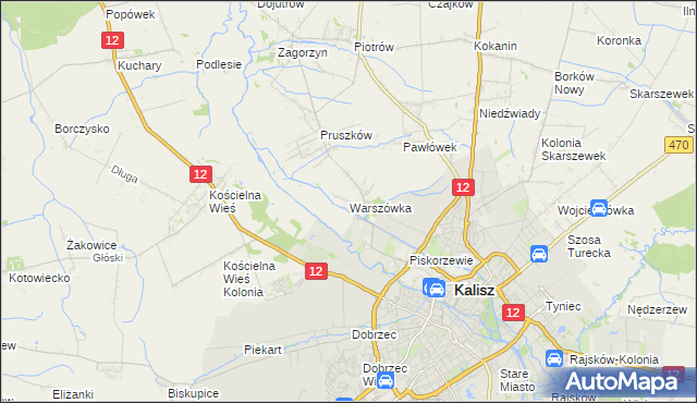 mapa Warszówka gmina Blizanów, Warszówka gmina Blizanów na mapie Targeo