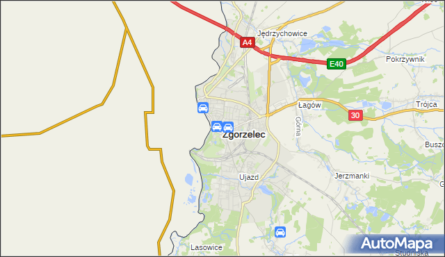 mapa Zgorzelec, Zgorzelec na mapie Targeo