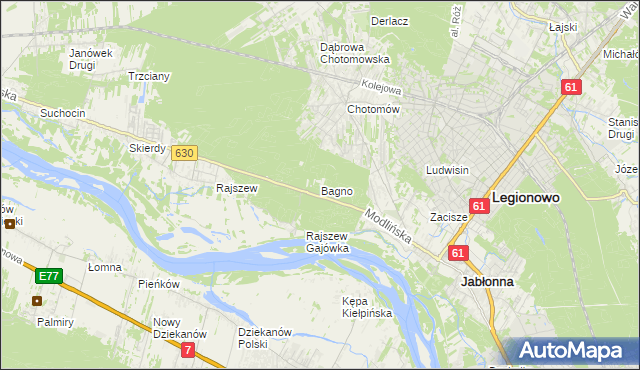 mapa Bagno gmina Jabłonna, Bagno gmina Jabłonna na mapie Targeo