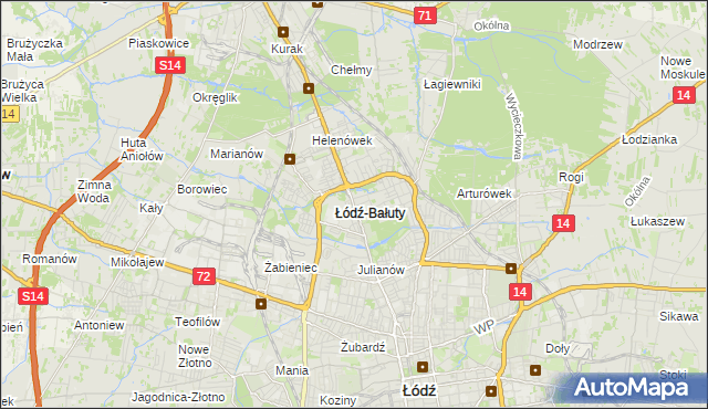 mapa Bałuty gmina Łódź, Bałuty gmina Łódź na mapie Targeo