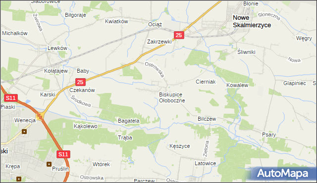 mapa Biskupice Ołoboczne, Biskupice Ołoboczne na mapie Targeo