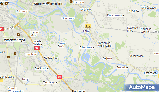 mapa Blizanowice, Blizanowice na mapie Targeo