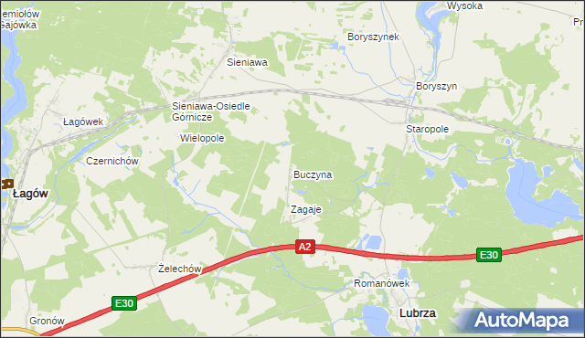 mapa Buczyna gmina Lubrza, Buczyna gmina Lubrza na mapie Targeo