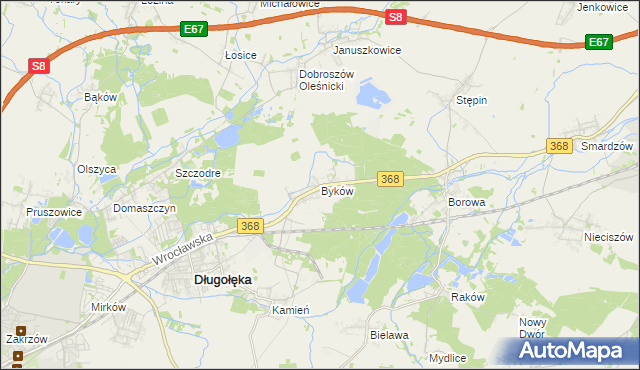 mapa Byków, Byków na mapie Targeo