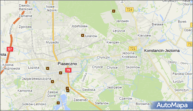 mapa Chyliczki gmina Piaseczno, Chyliczki gmina Piaseczno na mapie Targeo