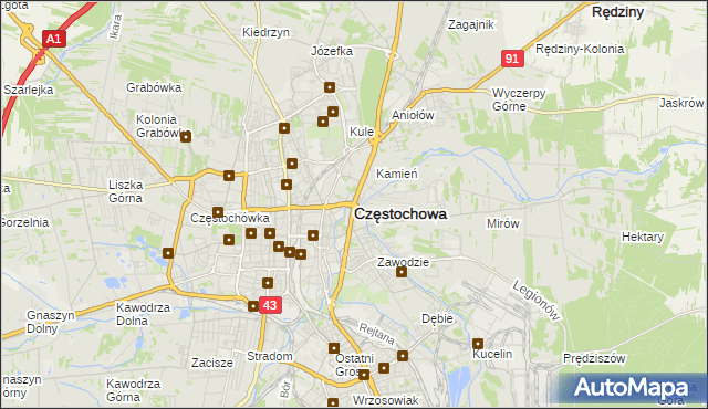 mapa Częstochowy, Częstochowa na mapie Targeo