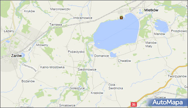 mapa Domanice gmina Mietków, Domanice gmina Mietków na mapie Targeo
